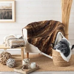 Douceur D'Intérieur Plaid Imitation Fourrure Grizzli Chocolat 125x150cm -Maisons Du Monde Boutique plaid imitation fourrure grizzli chocolat 125x150cm 2