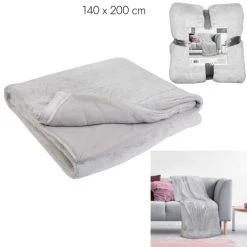 TOILINUX Plaid Imitation Fourrure Xxl 140x200cm Gris -Maisons Du Monde Boutique plaid imitation fourrure xxl 140x200cm gris 3