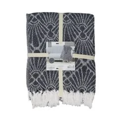 TOILINUX Plaid Imprimé Géométrique 125 X 150 Cm Bleu Marine Et Blanc -Maisons Du Monde Boutique plaid imprime geometrique 125 x 150 cm bleu marine et blanc 2