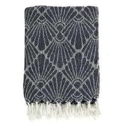 TOILINUX Plaid Imprimé Géométrique 125 X 150 Cm Bleu Marine Et Blanc -Maisons Du Monde Boutique plaid imprime geometrique 125 x 150 cm bleu marine et blanc 3