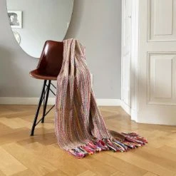 Malagoon Plaid Tissé Gris Clair 125x150 -Maisons Du Monde Boutique plaid multicolore beige 125x150 solid 2