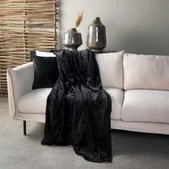 Dutch Decor Plaid Noir Fleece 200x220 Cm Uni -Maisons Du Monde Boutique plaid noir fleece 200x220 cm uni 2