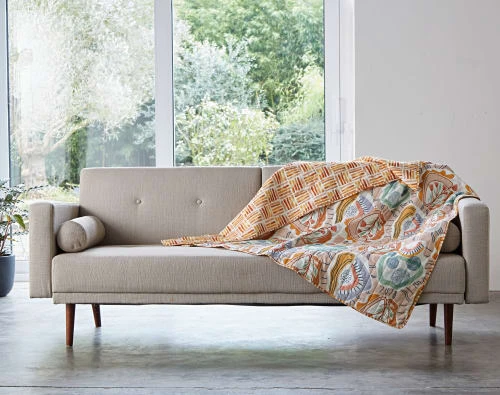 Becquet Plaid Réversible 150x150 Multicolore En Coton 4 Becquet Plaid Réversible 150x150 Multicolore En Coton – Image 2