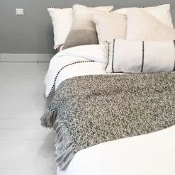 Malagoon Plaid Tissé Beige Sable 125x150 -Maisons Du Monde Boutique plaid tisse beige sable 125x150 4