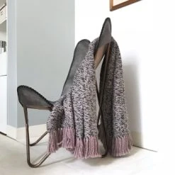 Malagoon Plaid Tissé Gris Clair 125x150 -Maisons Du Monde Boutique plaid tisse bicolore rose et mauve 125x150 solid