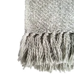 Malagoon Plaid Tissé Gris Clair 125x150 -Maisons Du Monde Boutique plaid tisse gris clair 125x150 3