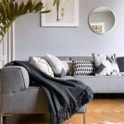 Malagoon Plaid Uni Blanc Ivoire 125x150 11 Malagoon Plaid Uni Blanc Ivoire 125x150 -Maisons Du Monde Boutique plaid uni gris anthracite 125x150 solid