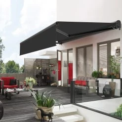 RED DECO Store Banne Motorisé 3x2m Aluminium Gris Lambrequin Enroulable -Maisons Du Monde Boutique store banne motorise 3x2m aluminium gris lambrequin enroulable 1