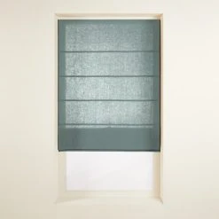 Madura Store Bateau 60x220 Cm Vert De Gris Et Bourdon Noir En Lin