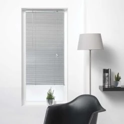 Store D'intérieur Store Vénitien à Lamelles Aluminium Argent 130x60cm