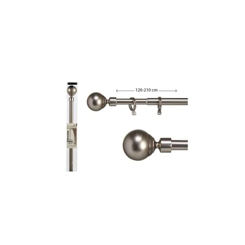 Wadiga Tringle à Rideaux Extensible Métal Chromé Boule 120 à 210cm 5 Wadiga Tringle à Rideaux Extensible Métal Chromé Boule 120 à 210cm – Image 3